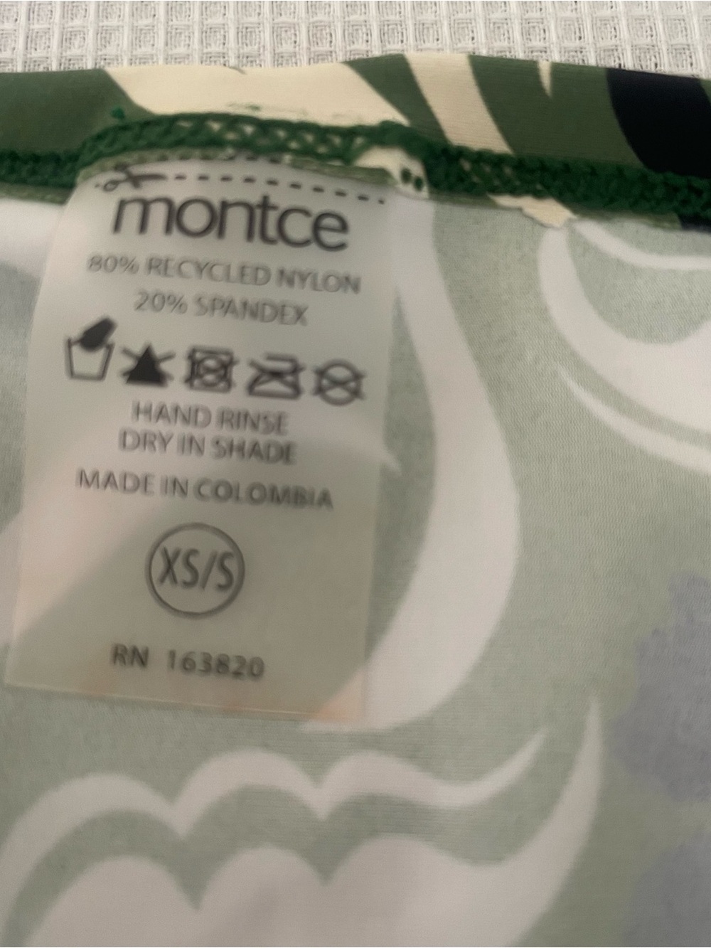 Montce 3 Piece Bikini Set XS/S Green Print w/ Matching Pareo Cover Up - Picture 6 of 8